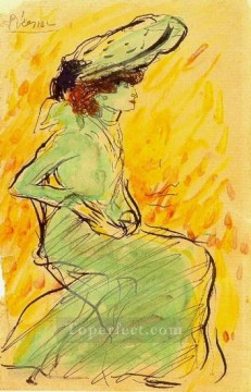  green - Woman in Green Dress Seated 1901 Pablo Picasso